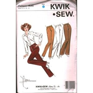 Vintage Kwik Sew 406 Misses Jeans Pattern Flared Straight Narrow Leg Size 6-12